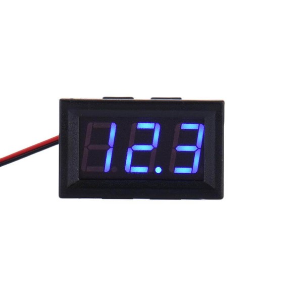 Digital Voltmeter with blue LEDs, 3.5 - 30 V, black case, 3-digit and 2-wire